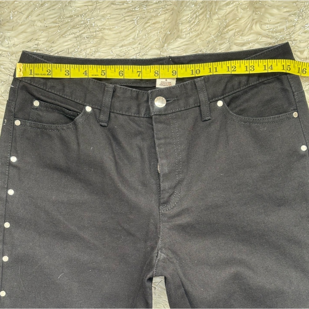 Michael Michael Kors Black Women’s Flare Stud Side Button pants Jeans Size 6 - Picture 13 of 16